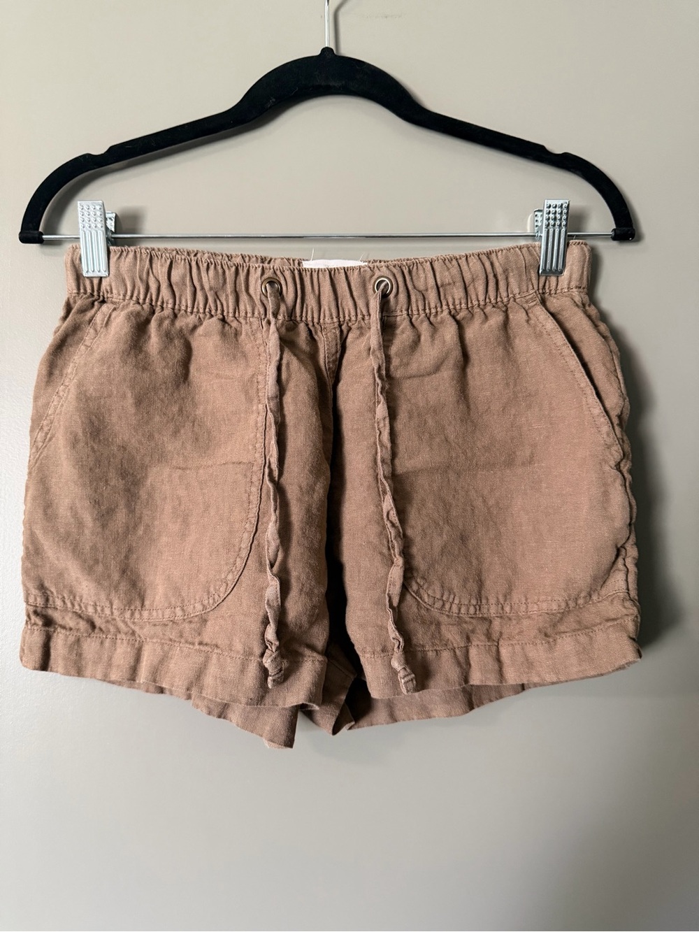 100% Linen Brown Shorts